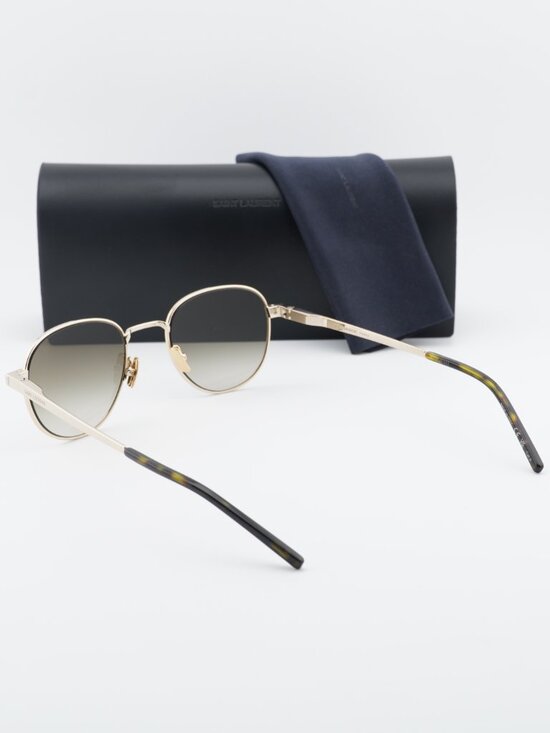Saint Laurent SL555 003 Round Sunglasses - Gold / Brown main image 11